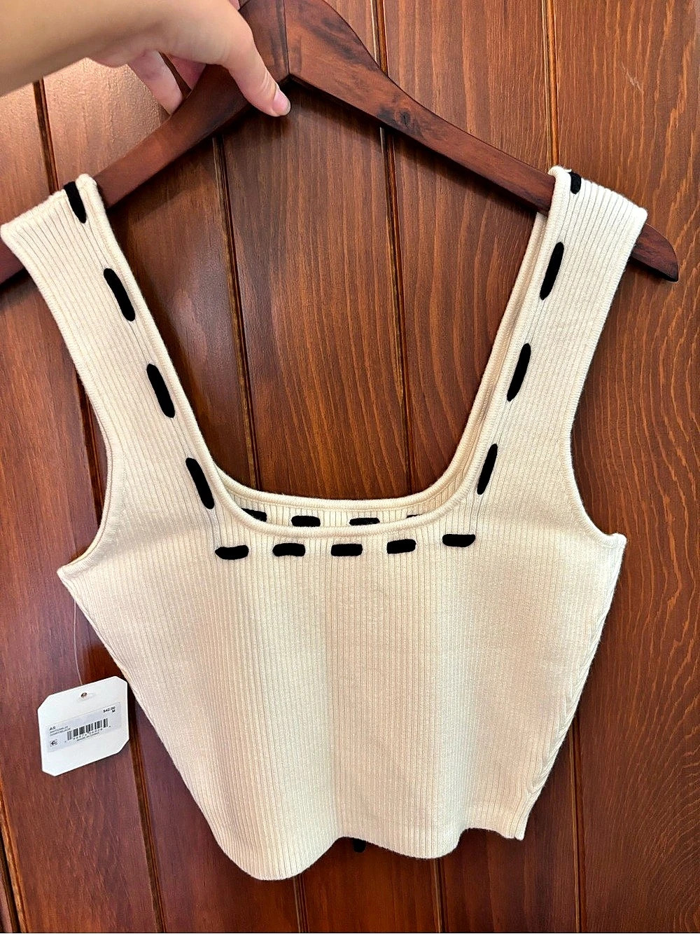 Altar'd State Ribbed Tie-Front Tank Top in Cream Size Medium NWT - Picture 2 of 7